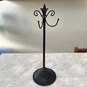 Vintage Holder Hat Rack Stand Wrought Cast Iron Black Adjustable Height